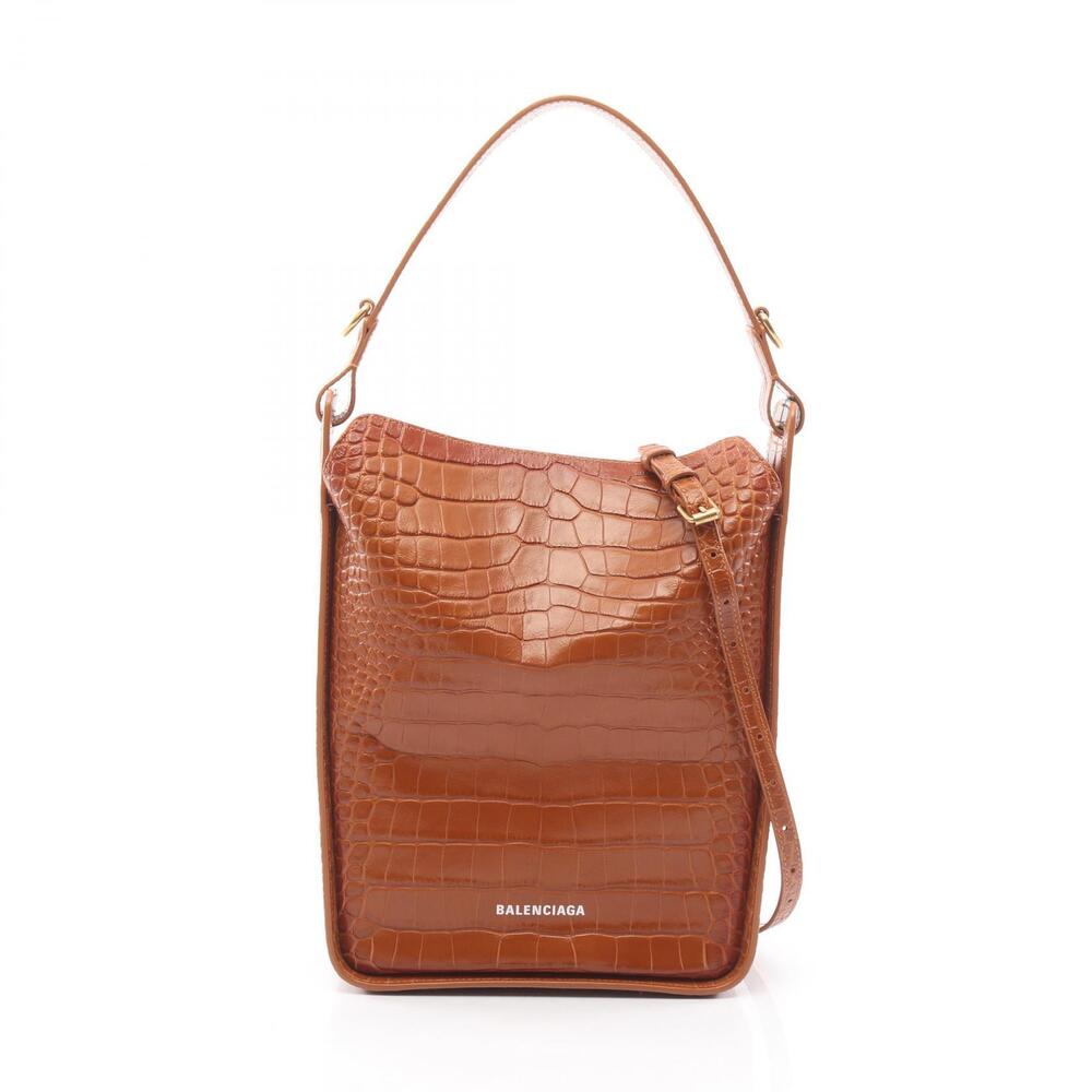 Balenciaga North South Shoulder Bag Leather Brown